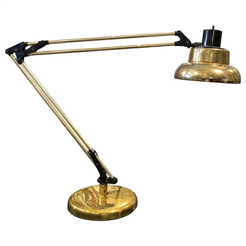 Mid century Italian brass desk lamp by Sergio Bernardi for Luce e Dimensioni, 1980s