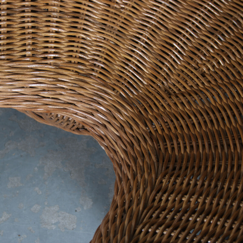 Vintage wicker lotus meditation chair, Netherlands 1970s