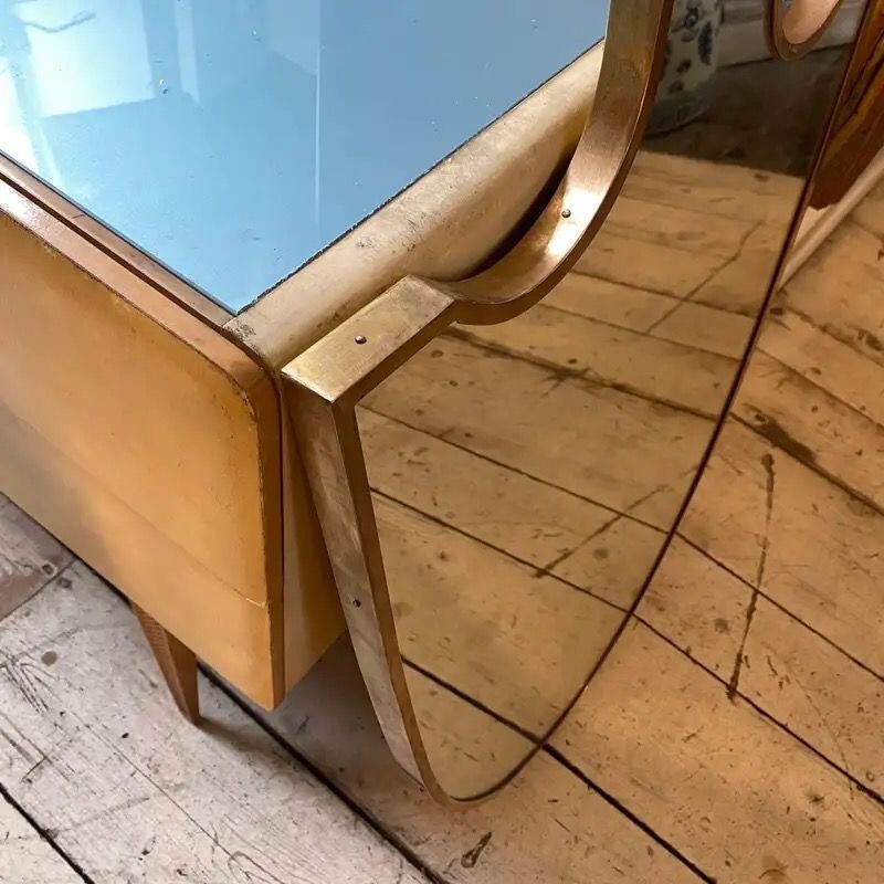 Mid century brass Italian wall mirror by Giò Ponti, 1950s