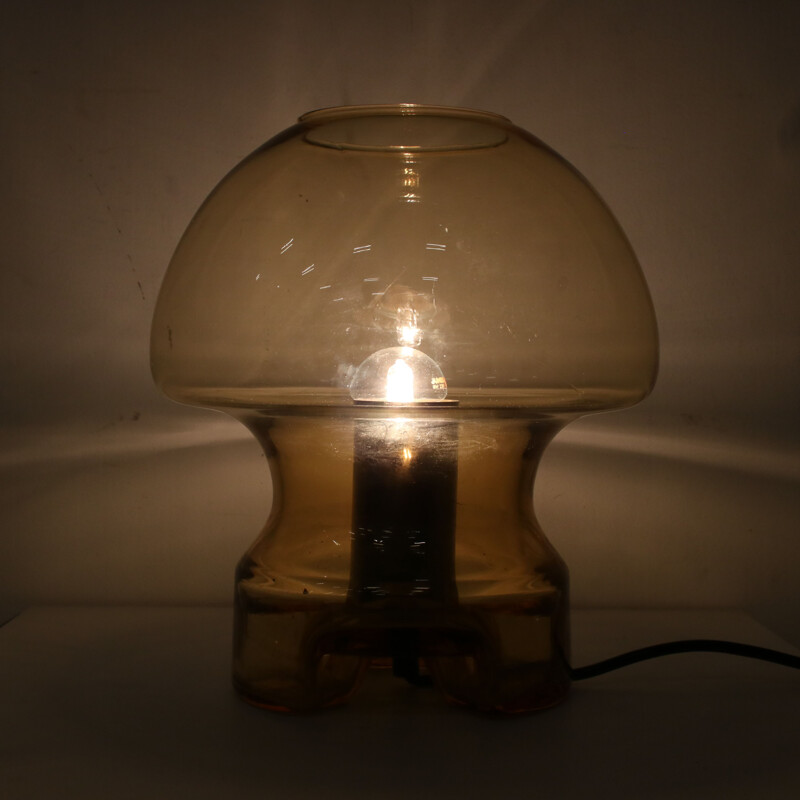 Lampe de table vintage en verre et métal, Pays-Bas 1970