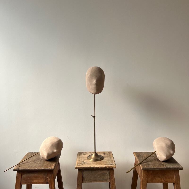 Conjunto de 3 esculturas de cabeça de manequim vintage, Inglaterra 1970