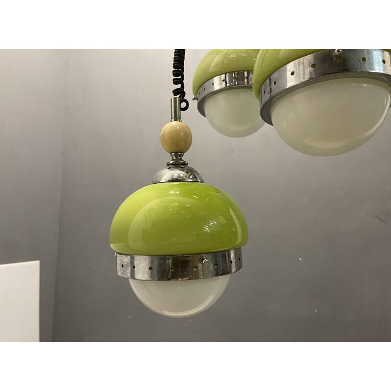 Mid-century Lime green opaline glass pendant lamp