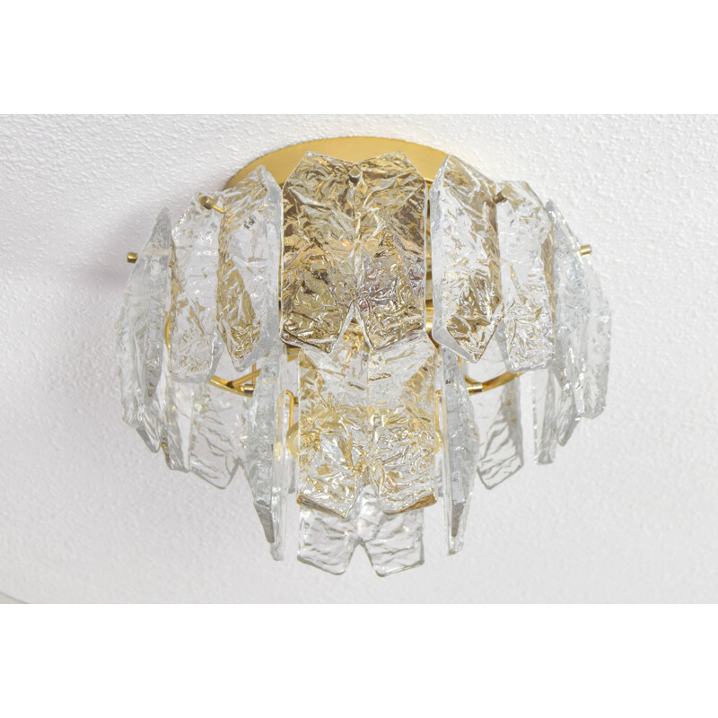 Mid century Murano ice glass Palazzo ceiling lamp by J. T. Kalmar, Austria 1960s