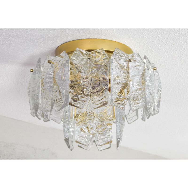 Mid century Murano ice glass Palazzo ceiling lamp by J. T. Kalmar, Austria 1960s