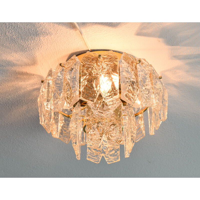 Mid century Murano ice glass Palazzo ceiling lamp by J. T. Kalmar, Austria 1960s