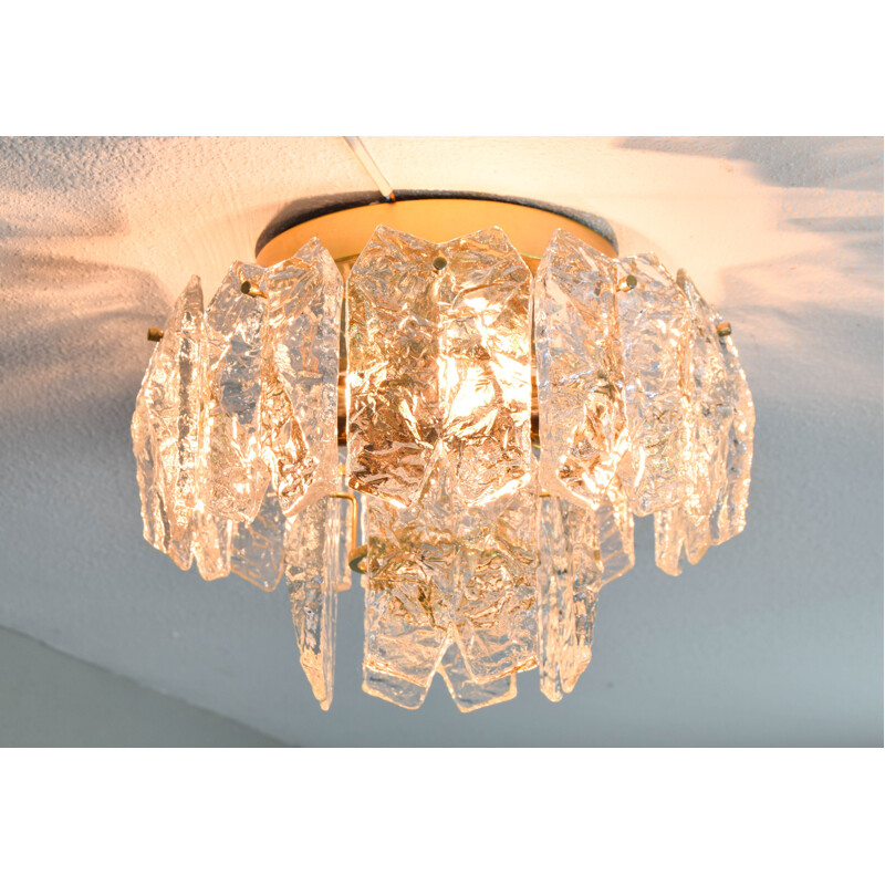 Mid century Murano ice glass Palazzo ceiling lamp by J. T. Kalmar, Austria 1960s