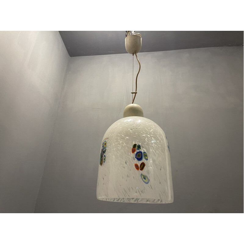 Lámpara colgante italiana vintage de cristal de Murano de De Mayo