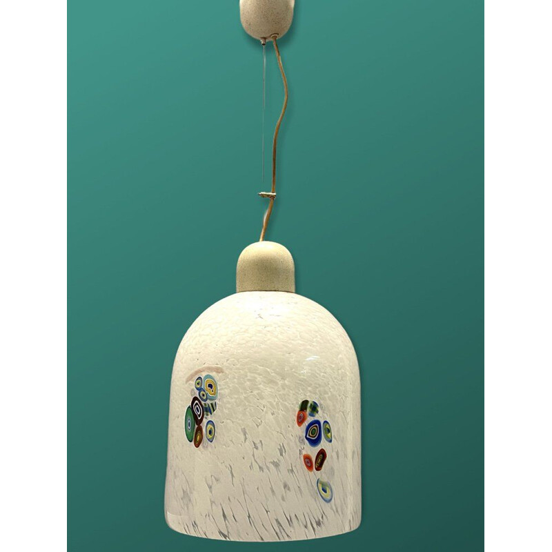 Lámpara colgante italiana vintage de cristal de Murano de De Mayo