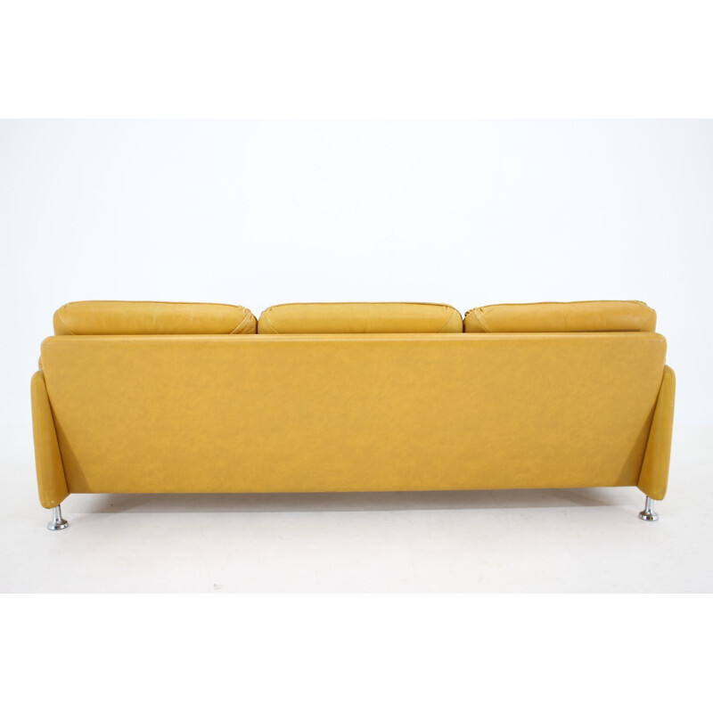 Vintage Myrskyla Oy leather three seater sofa, Finland 1960s