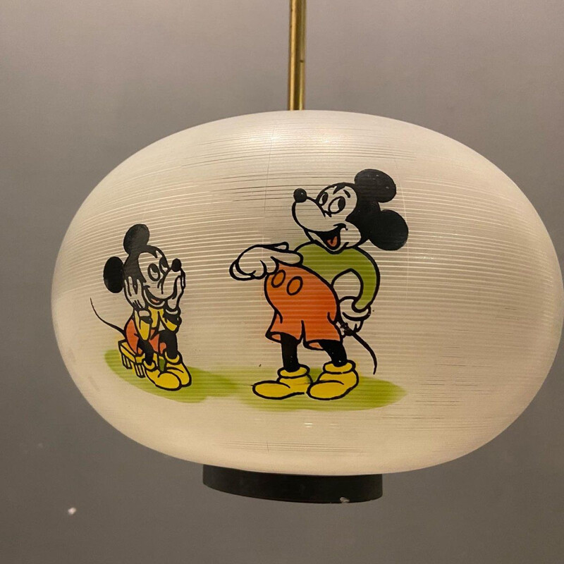 Lampada a sospensione in vetro vintage Walt Disney Mickey Mouse di Doria Leuchten, 1950
