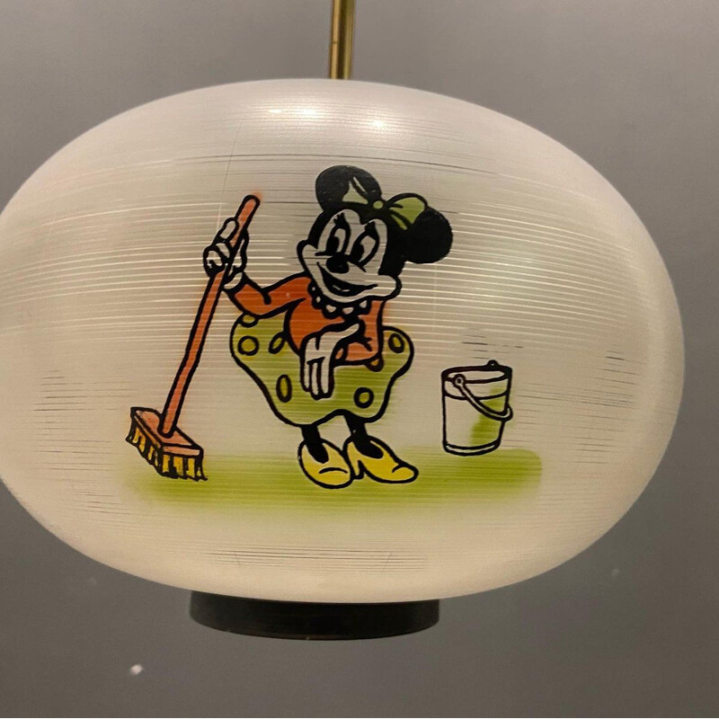 Vintage-Hängeleuchte aus Glas Walt Disney Mickey Mouse von Doria Leuchten, 1950