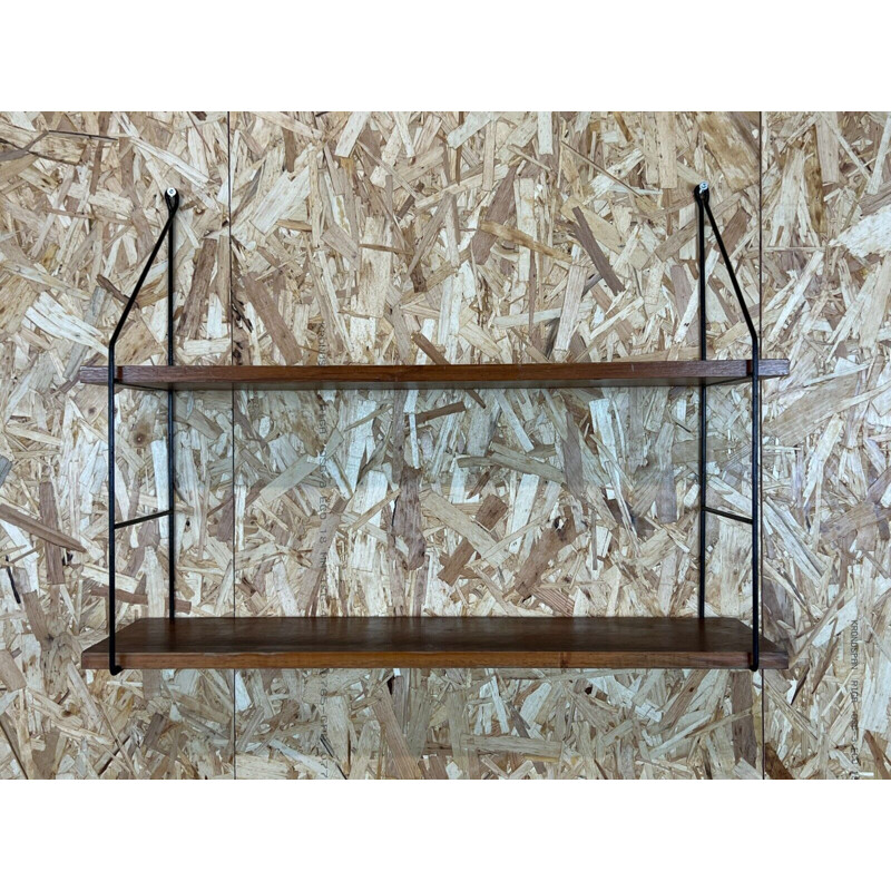 Vintage teak string wall shelf, Denmark 1960-1970s