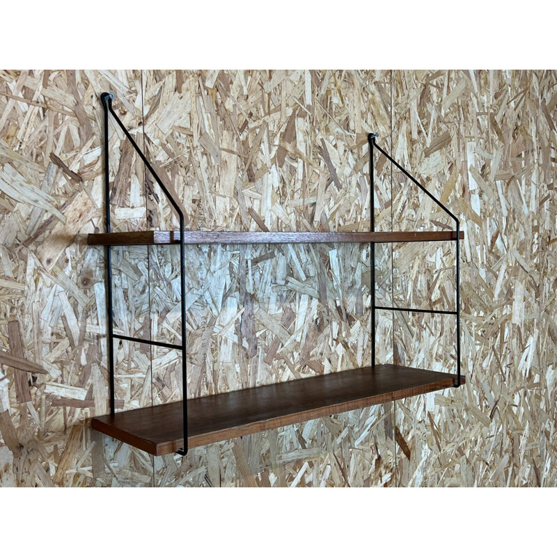 Vintage teak string wall shelf, Denmark 1960-1970s