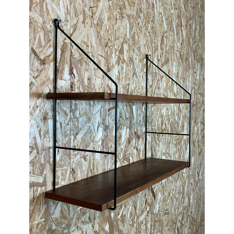 Vintage teak string wall shelf, Denmark 1960-1970s