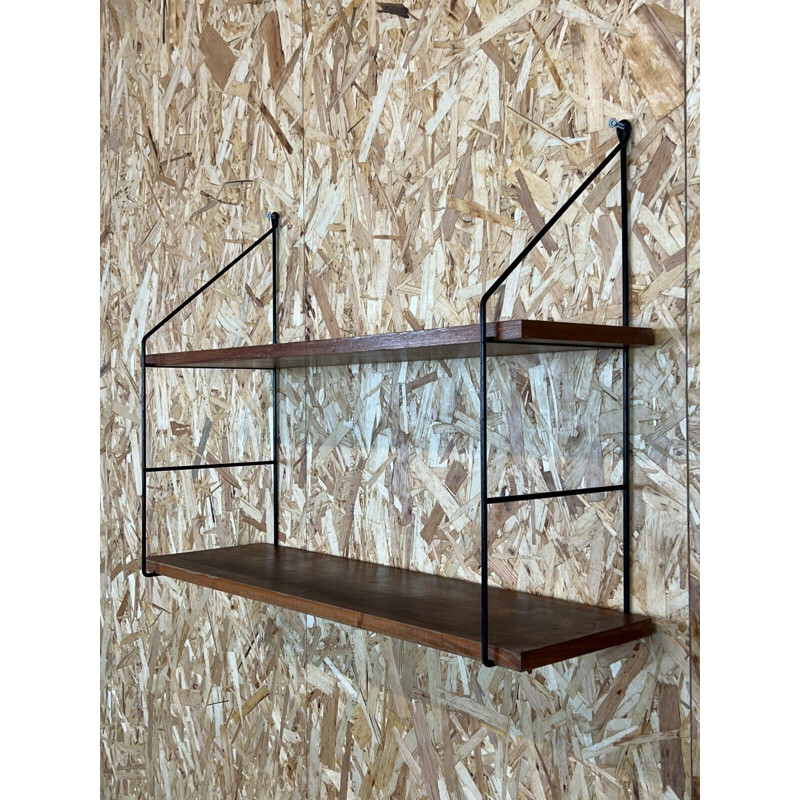 Vintage teak string wall shelf, Denmark 1960-1970s