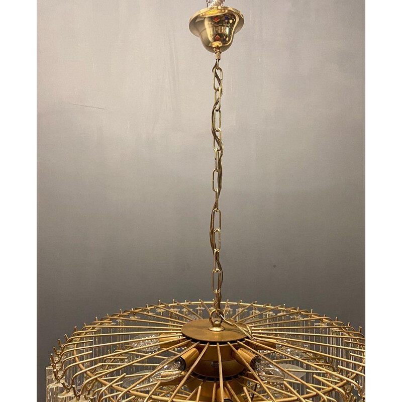 Italian vintage Murano glass Prism Triedri chandelier by Venini