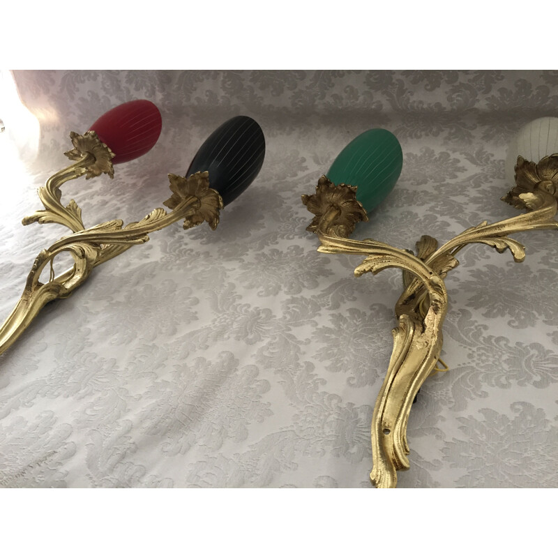 Pair of vintage gilt bronze sconces