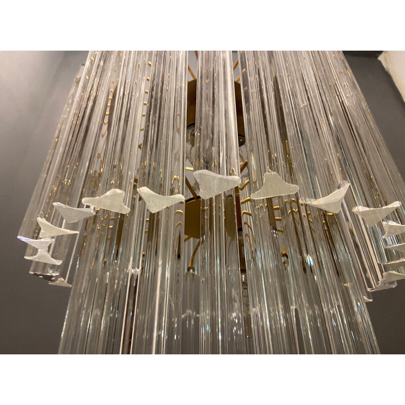Italian vintage Murano glass Triedri Prism chandelier by Venini