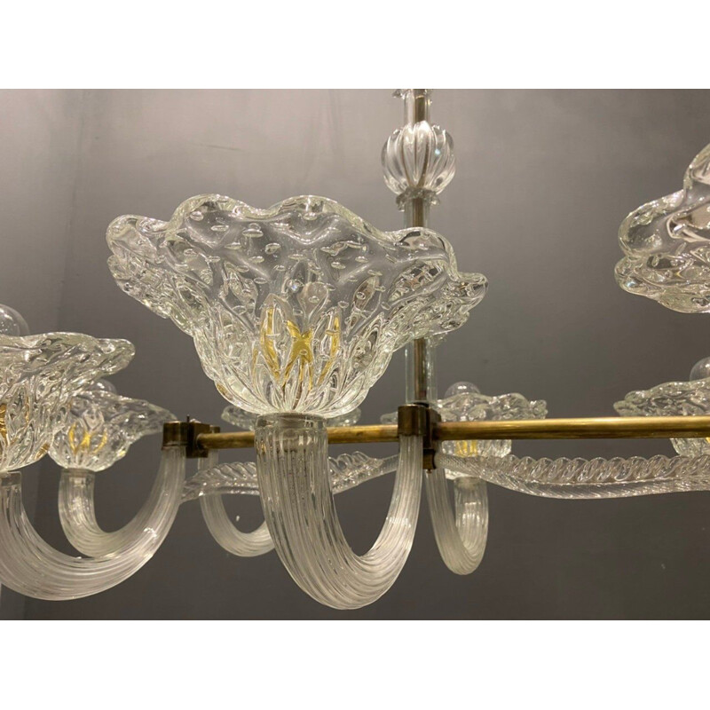 Lustre vintage en verre de Murano par Barovier, 1920