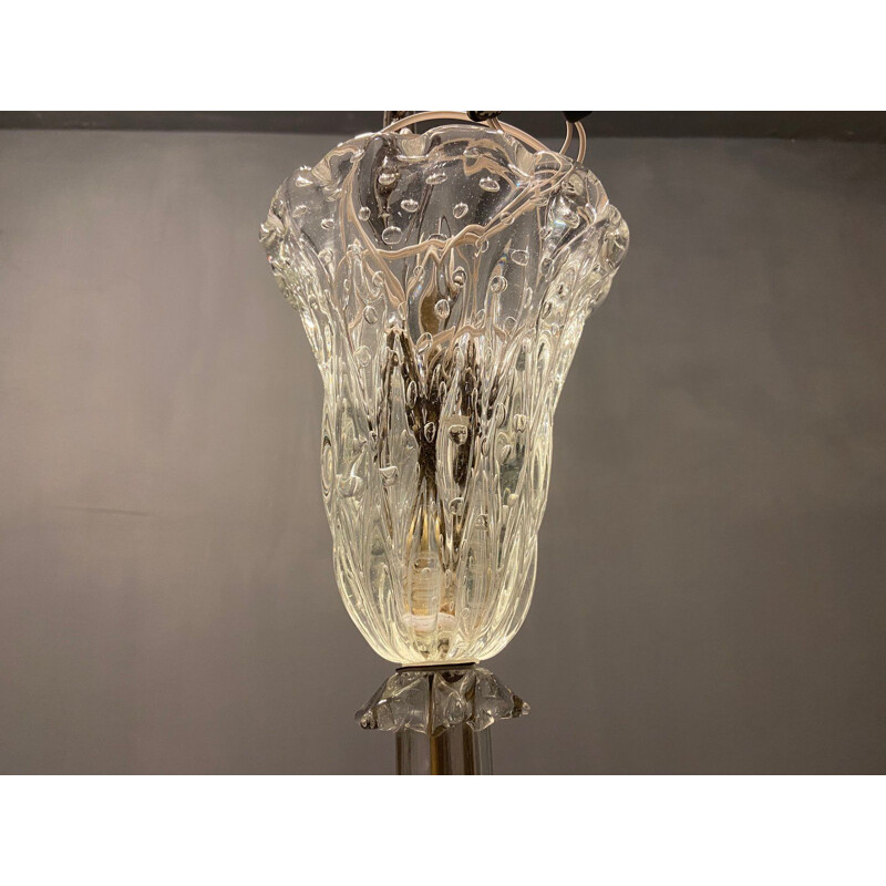 Lámpara vintage de cristal de Murano de Barovier, 1920