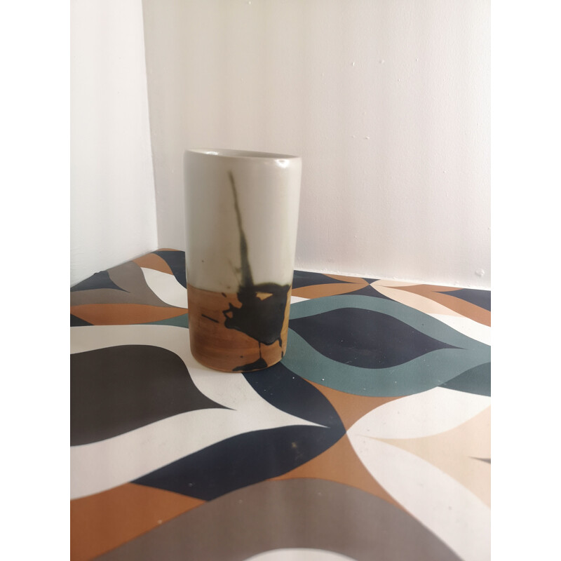 Vase rouleau vintage en grés, 1960