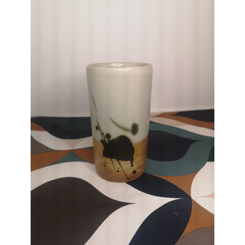 Vintage vaso de pergaminho de grés, 1960