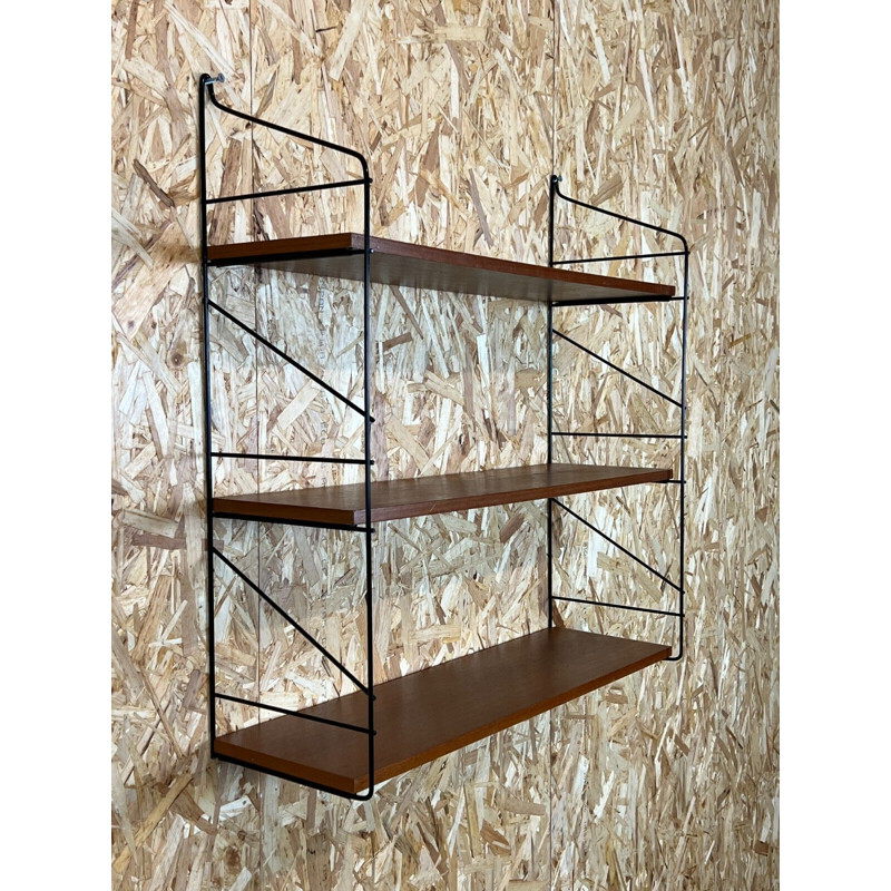 Vintage teak string wall shelf, Denmark 1960-1970