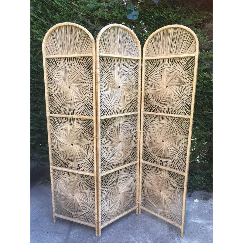 Vintage wicker screen, 1960