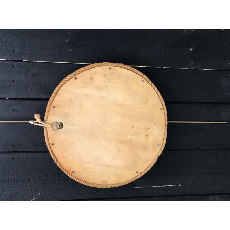 Round vintage rope mirror by Audoux-Minet