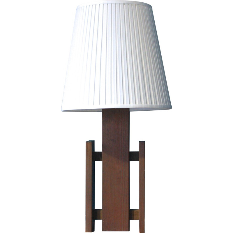 Grande lampe de table scandinave en bois - 1970