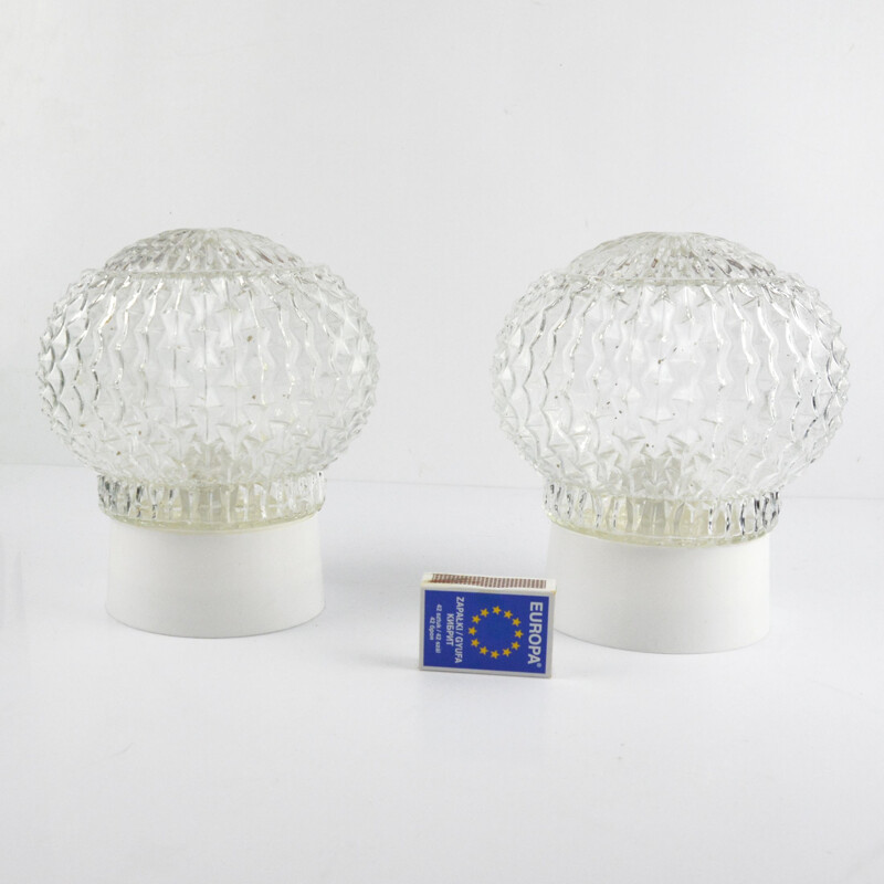 Pair of vintage glass and plastic sconces by Elektrosvit Nové Zámky, Czechoslovakia 1960