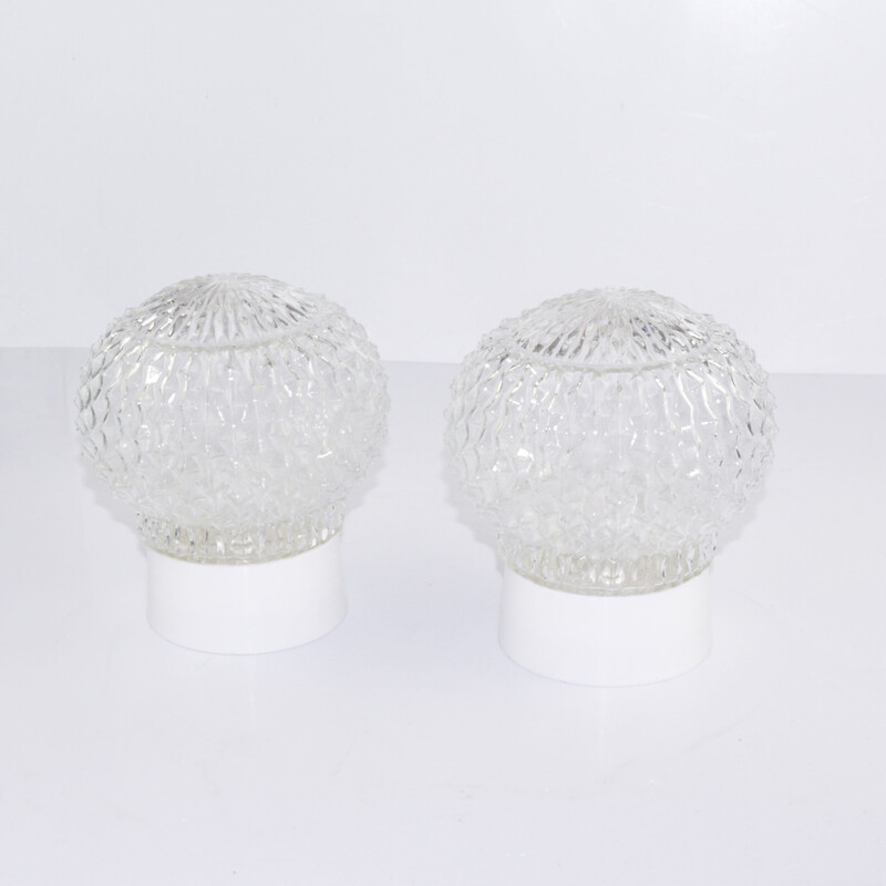 Pair of vintage glass and plastic sconces by Elektrosvit Nové Zámky, Czechoslovakia 1960