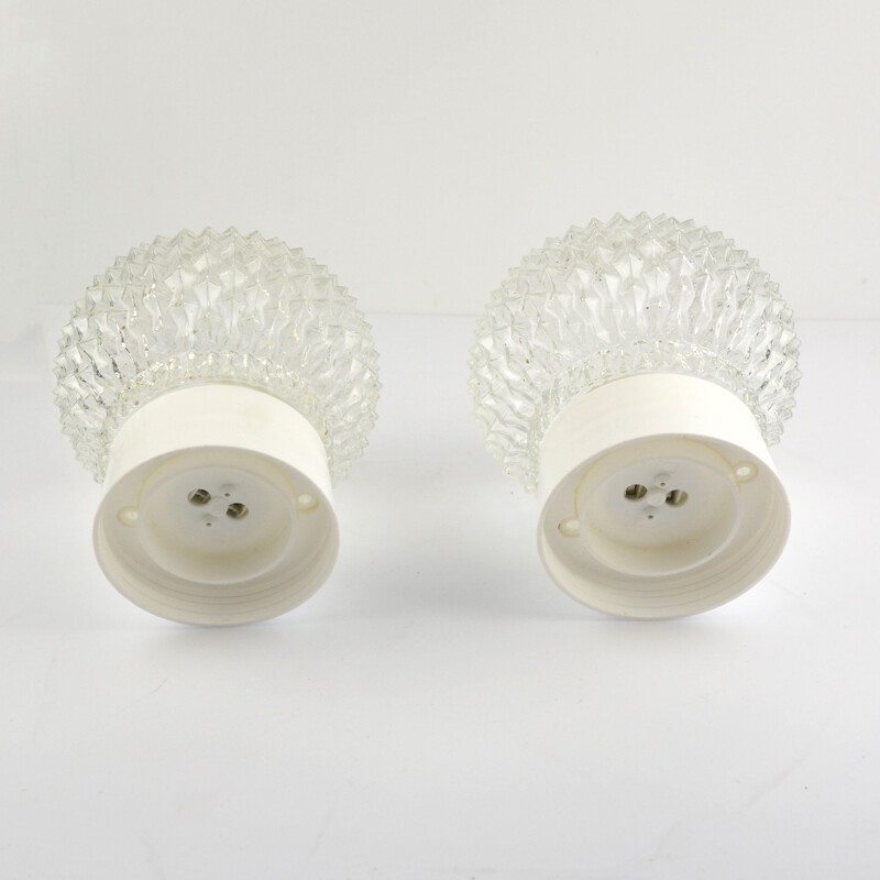 Pair of vintage glass and plastic sconces by Elektrosvit Nové Zámky, Czechoslovakia 1960