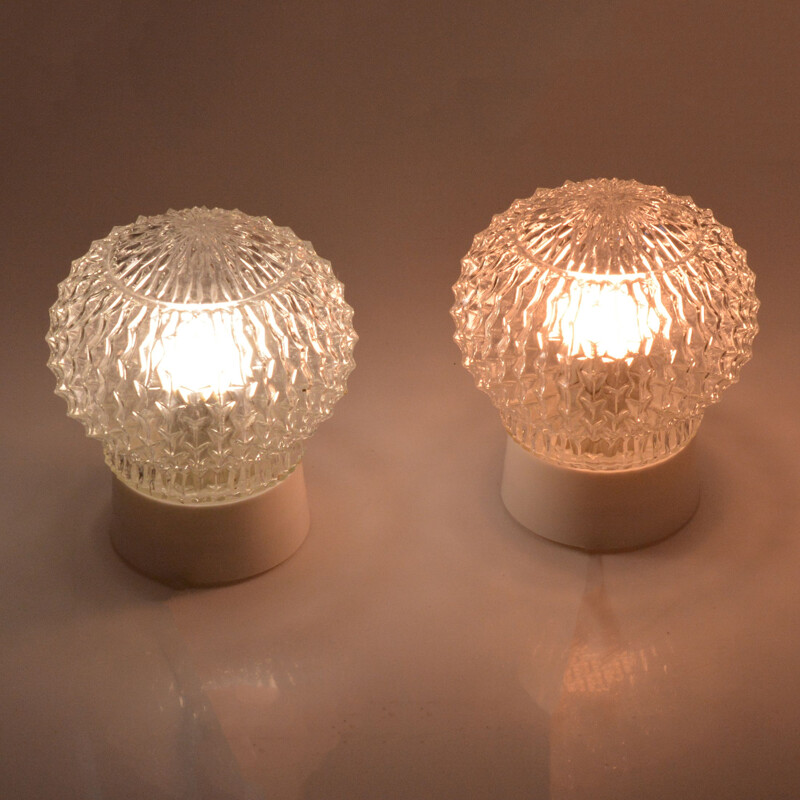 Pair of vintage glass and plastic sconces by Elektrosvit Nové Zámky, Czechoslovakia 1960