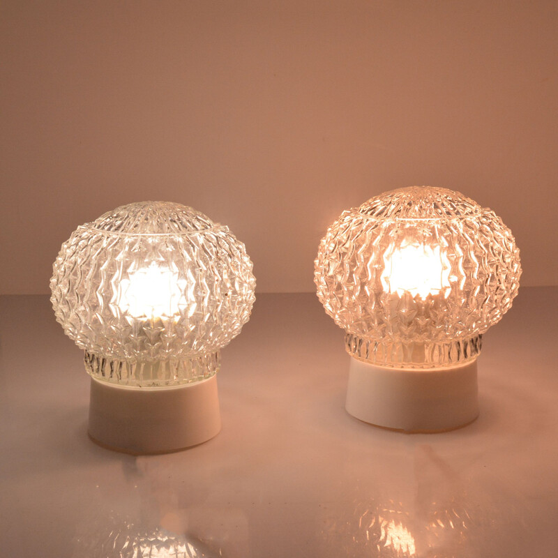 Pair of vintage glass and plastic sconces by Elektrosvit Nové Zámky, Czechoslovakia 1960