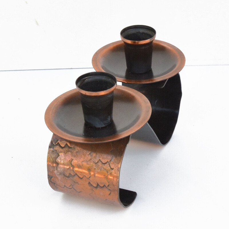 Vintage copper candlestick, Czechoslovakia 1960