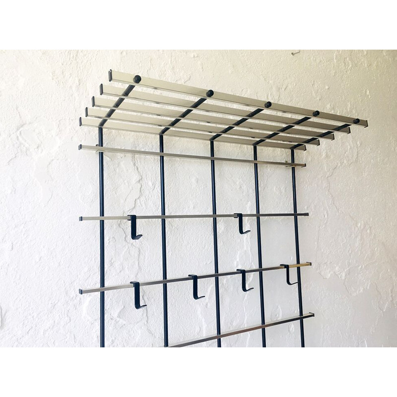 Vintage wall coat rack with hat shelf, Germany 1970s