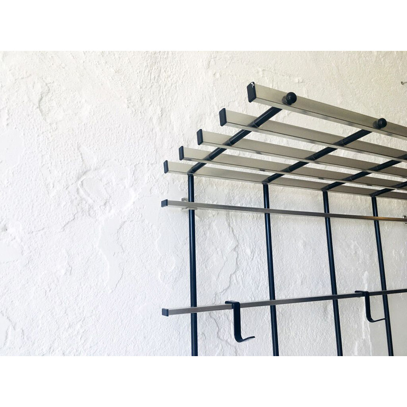 Vintage wall coat rack with hat shelf, Germany 1970s