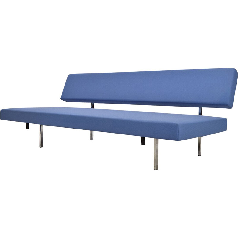 Dutch blue daybed in chromed metal and fabric, Gijs VAN DER SLUIS - 1950s