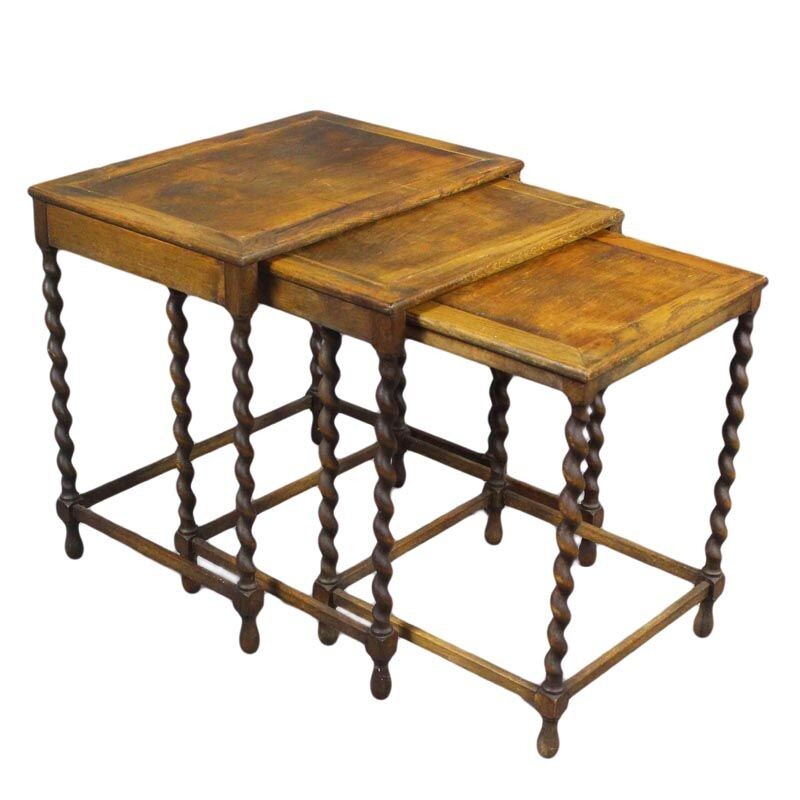 Set of 3 vintage mahogany nesting tables, Denmark 1930