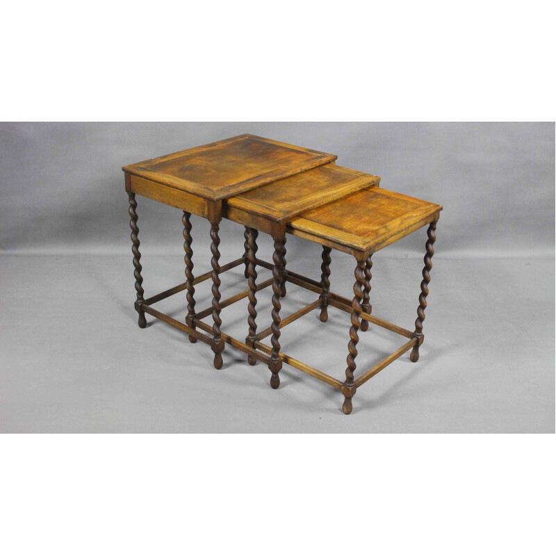 Ensemble de 3 tables gigognes vintage en acajou, Danemark 1930