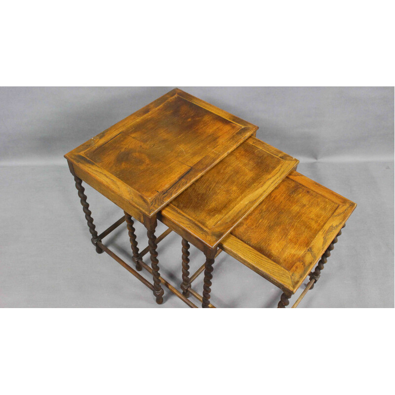 Ensemble de 3 tables gigognes vintage en acajou, Danemark 1930