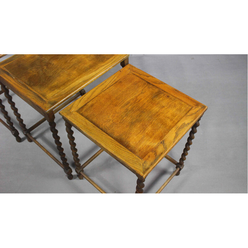 Set of 3 vintage mahogany nesting tables, Denmark 1930