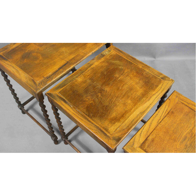 Set of 3 vintage mahogany nesting tables, Denmark 1930