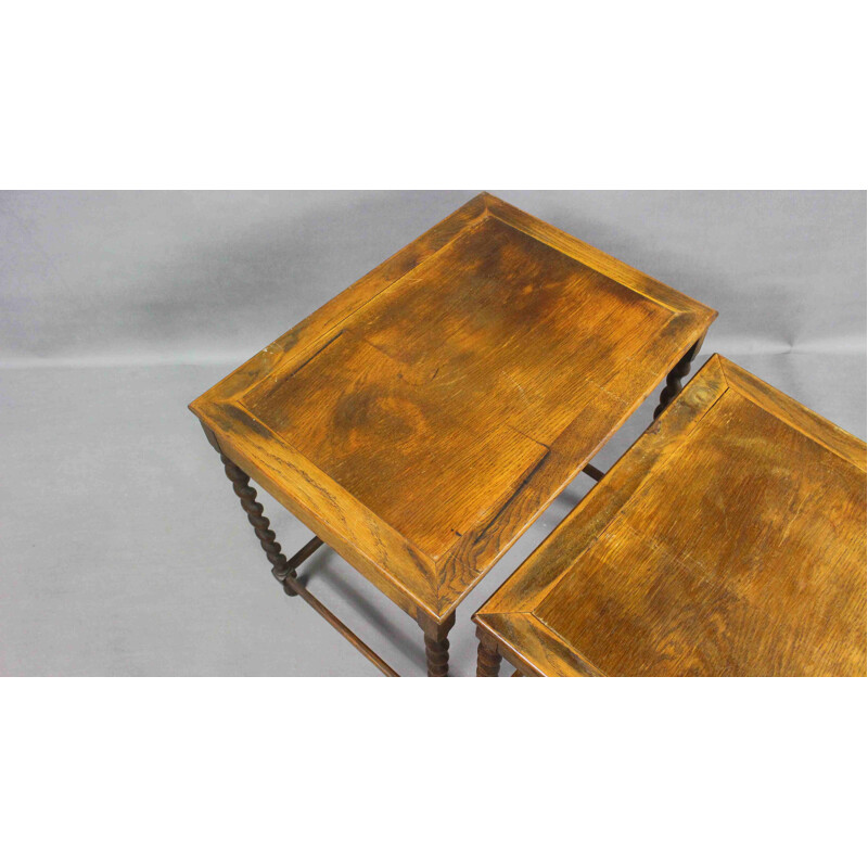 Set of 3 vintage mahogany nesting tables, Denmark 1930
