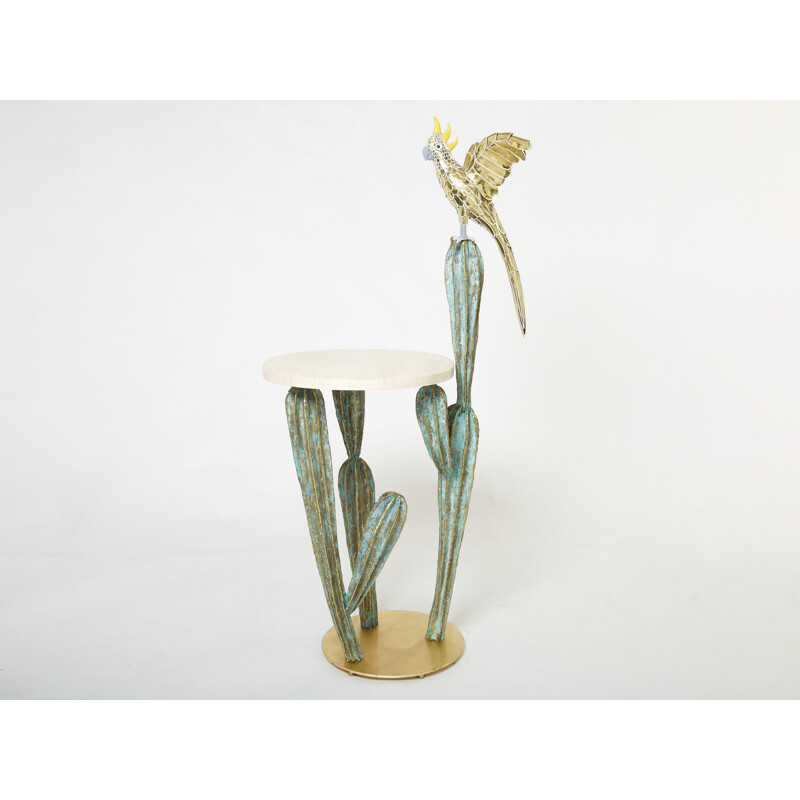 Vintage cactus and parrot console by Alain Chervet, 1989