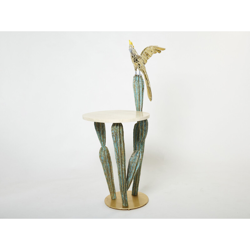 Console vintage cactus et perroquet par Alain Chervet, 1989