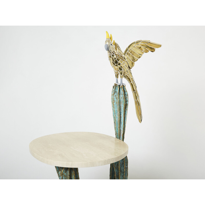 Vintage cactus and parrot console by Alain Chervet, 1989