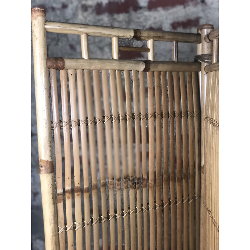 Vintage screen in rattan and bamboo, 1960