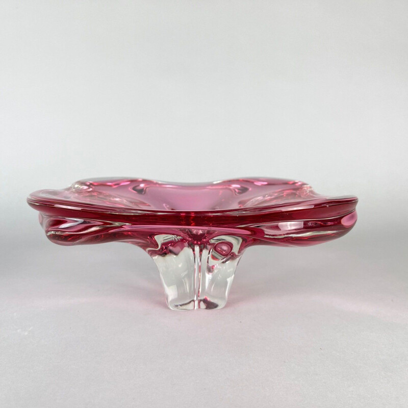 Vintage glass bowl by Josef Hospodka for Chribska Glassworks, Czechoslovakia 1960